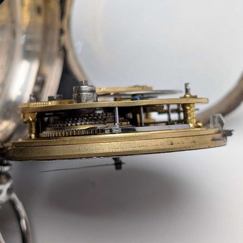 1873 British Antique Decorative Dial Key-Wound Pocket Watch, 54mm Diameter, Isaac Goldman, Junk Item