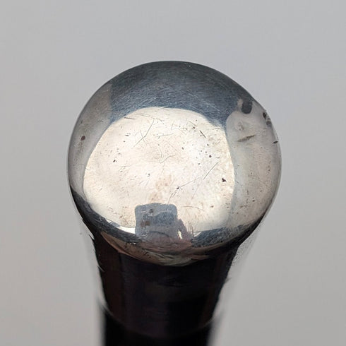 1929年 英國老件 黑木純銀握把手杖 89公分