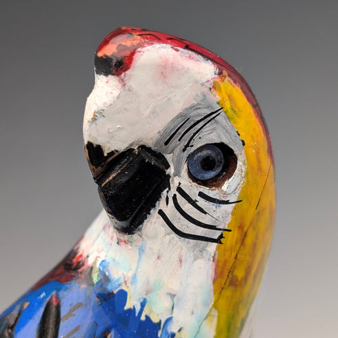 復古彩繪鸚鵡雕刻手柄 登山手杖 拐杖 136公分