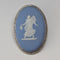 1970 Vintage British Wedgwood Sterling Silver & Jasperware Oval Brooch with Case