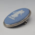 1970 Vintage British Wedgwood Sterling Silver & Jasperware Oval Brooch with Case