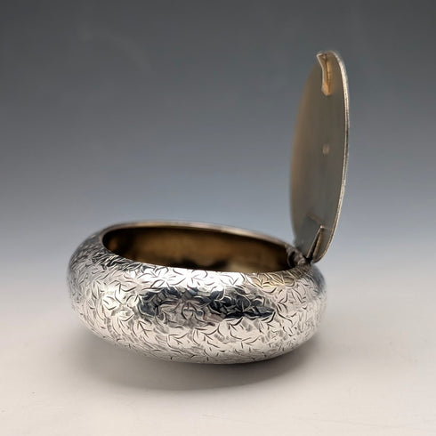 1903年 英國古董 純銀製鵝卵石形鼻菸盒 71克 Deakin&Francis