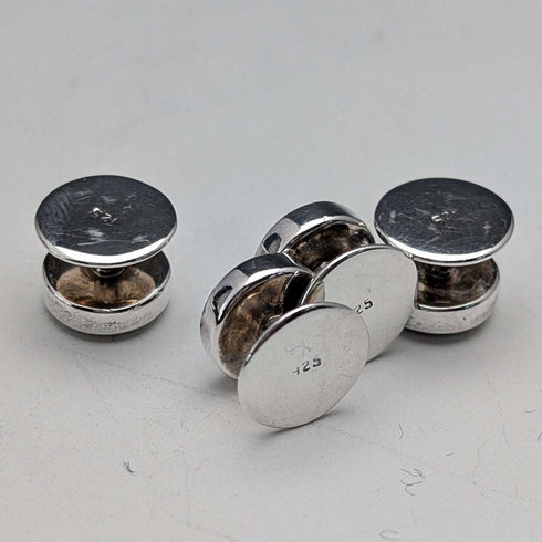 Vintage Sterling Silver & Onyx Cufflinks and Studs Set of 6 in a Case