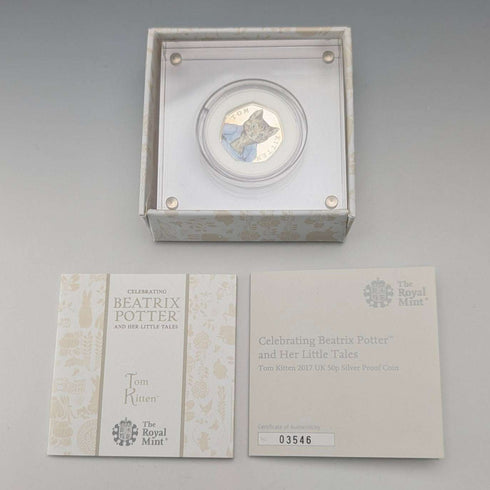 英國 碧雅翠絲.波特 誕生150周年紀念 《湯姆貓》50便士紀念銀幣 RoyalMint 附盒、說明書