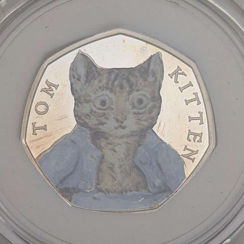 英國 碧雅翠絲.波特 誕生150周年紀念 《湯姆貓》50便士紀念銀幣 RoyalMint 附盒、說明書