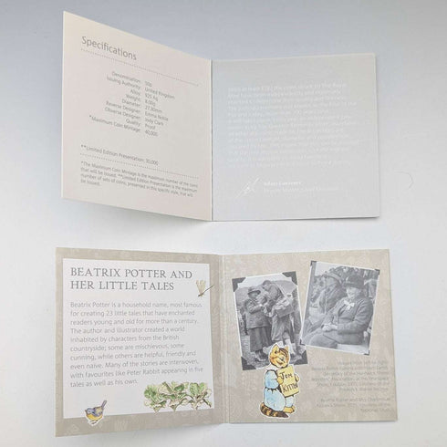 英國 碧雅翠絲.波特 誕生150周年紀念 《湯姆貓》50便士紀念銀幣 RoyalMint 附盒、說明書