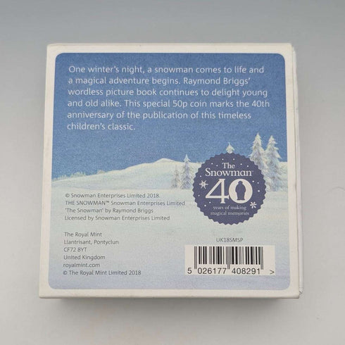 英國「雪人」出版40週年紀念 50便士紀念銀幣 附皇家鑄幣廠包裝盒、說明書