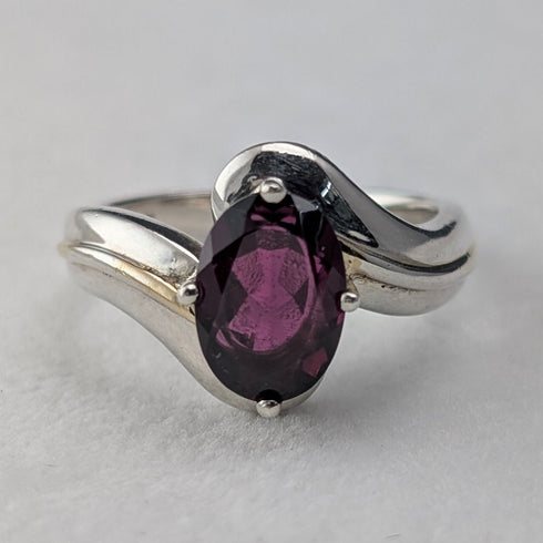 ヴィンテージ 大粒パープルストーン 純銀リング (16号)指輪