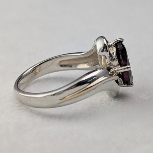 ヴィンテージ 大粒パープルストーン 純銀リング (16号)指輪