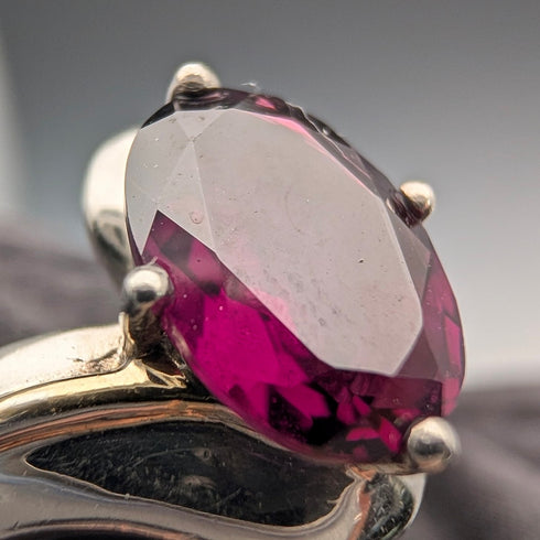 ヴィンテージ 大粒パープルストーン 純銀リング (16号)指輪