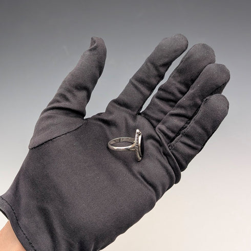 Vintage Onyx Oval Edged Pure Silver Ring (US Size 9.5)