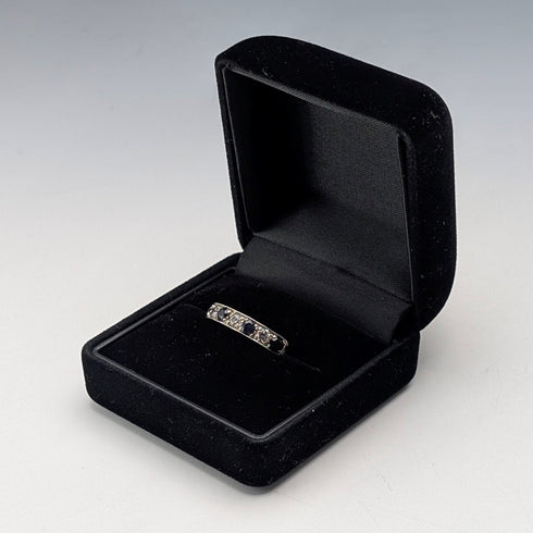 英国ヴィンテージ ブルー&クリア ミル打ちエタニティリング 純銀リング(15号)指輪