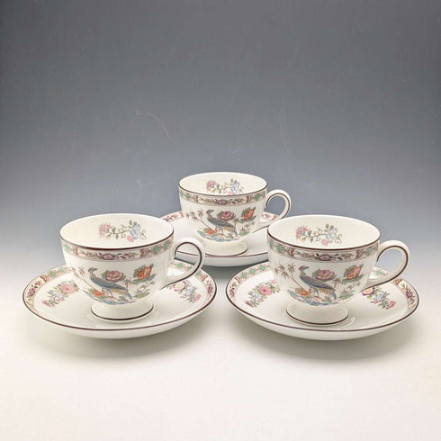 英國復古 Wedgwood「九谷鶴」杯碟三件組①