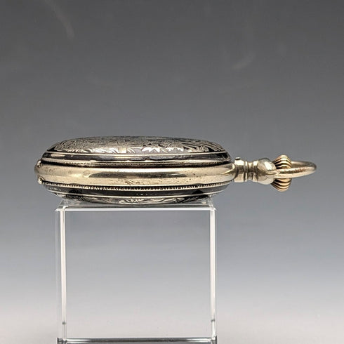 19世紀後半 古董 無品牌 懷錶 鎳合金琺瑯裝飾 獵人式錶殼 可運作