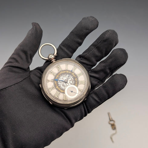 1873年 英國古董 裝飾錶盤 鑰匙上鍊 懷錶 直徑55毫米 H Osburn 故障品