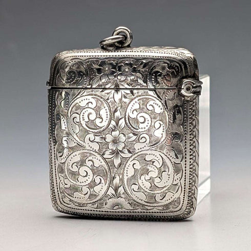 1896 English Antique Sterling Silver Vesta Case 31g J. Wilmot
