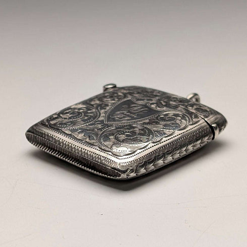 1896 English Antique Sterling Silver Vesta Case 31g J. Wilmot