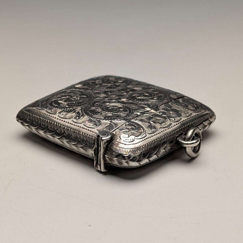 1896 English Antique Sterling Silver Vesta Case 31g J. Wilmot