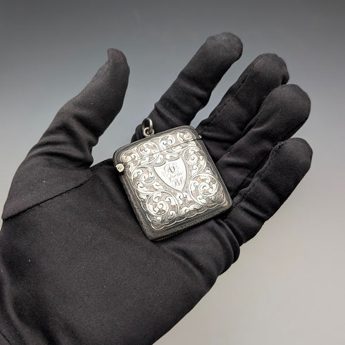 1896年 英國古董 純銀製 火柴盒 31g J. Wilmot