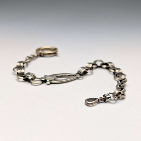 Vintage Silver Plated Fancy Link Albert Chain with Bolt Ring Clasps