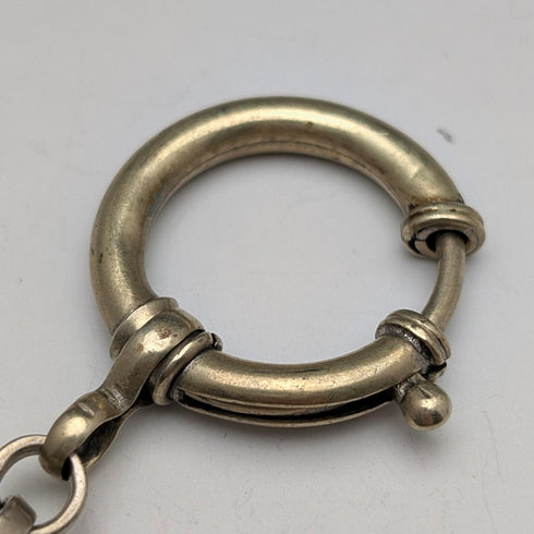 復古鍍銀龍蝦扣花式鍊環懷錶鍊