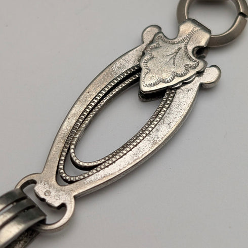 復古鍍銀龍蝦扣花式鍊環懷錶鍊