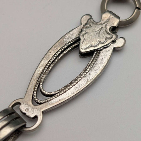 Vintage Silver Plated Fancy Link Albert Chain with Bolt Ring Clasps