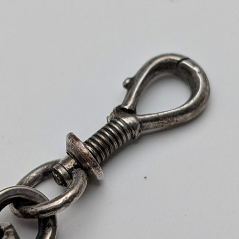 復古鍍銀龍蝦扣花式鍊環懷錶鍊