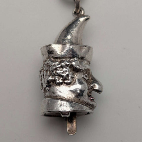 Circa 1900 English Antique Sterling Silver Albert Chain 62g Mr. Punch Charm Fob