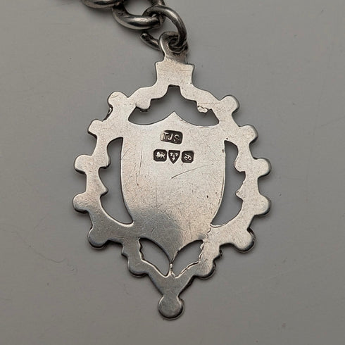 1889年 英國古董 純銀懷錶鍊 50克 純銀徽章吊墜