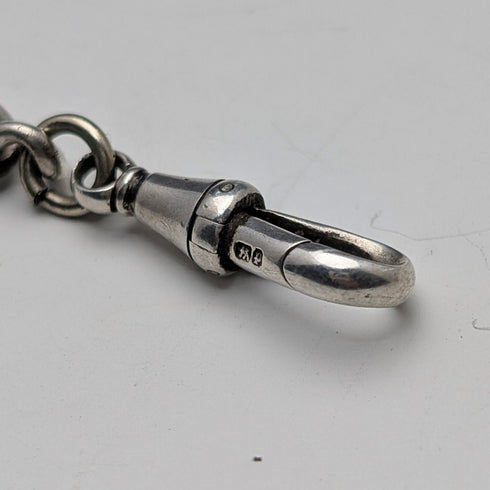 1889年 英國古董 純銀懷錶鍊 50克 純銀徽章吊墜