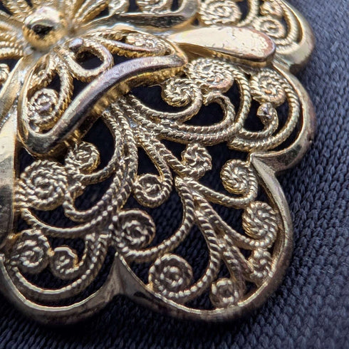 German Vintage Sterling Silver Gilt Filigree Pendant with New Chain