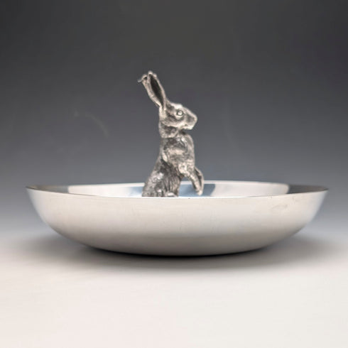 美國復古鍍銀兔雕首飾托盤 Reed&Barton