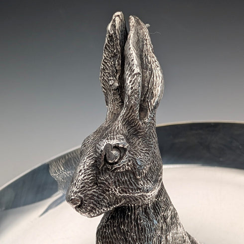 美國復古鍍銀兔雕首飾托盤 Reed&Barton