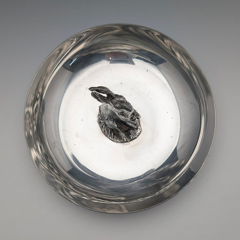 美國復古鍍銀兔雕首飾托盤 Reed&Barton