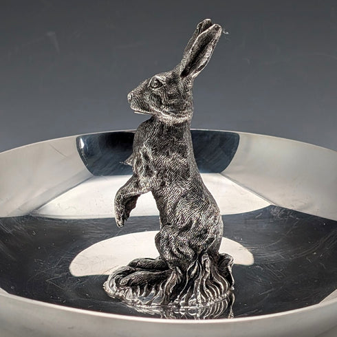 美國復古鍍銀兔雕首飾托盤 Reed&Barton