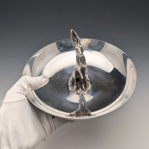 美國復古鍍銀兔雕首飾托盤 Reed&Barton