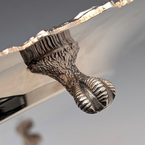 United Kingdom Vintage Silver Plate Footed Salver, 30cm Diameter