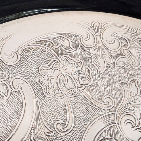 United Kingdom Vintage Silver Plate Footed Salver, 30cm Diameter