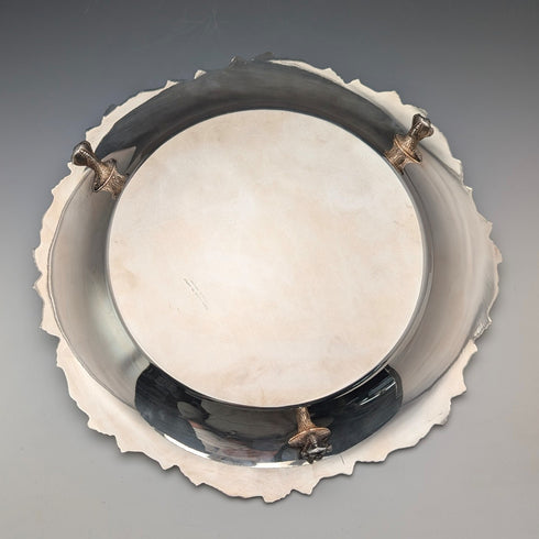 United Kingdom Vintage Silver Plate Footed Salver, 30cm Diameter