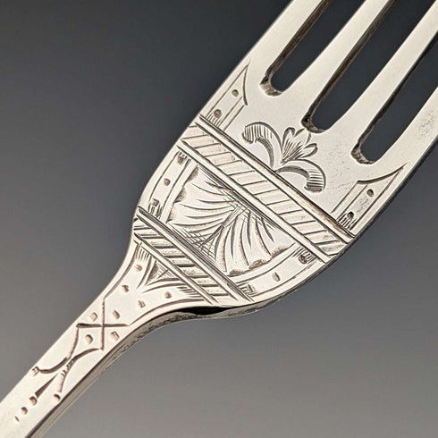 Circa 1874 English Antique Sterling Silver Christening Cutlery Set Total 89g by Walker & Hall, Cased