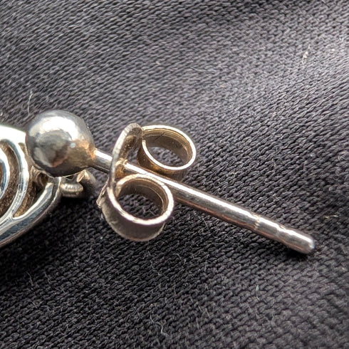 British Vintage Sterling Silver Mackintosh Rose Earrings with Case