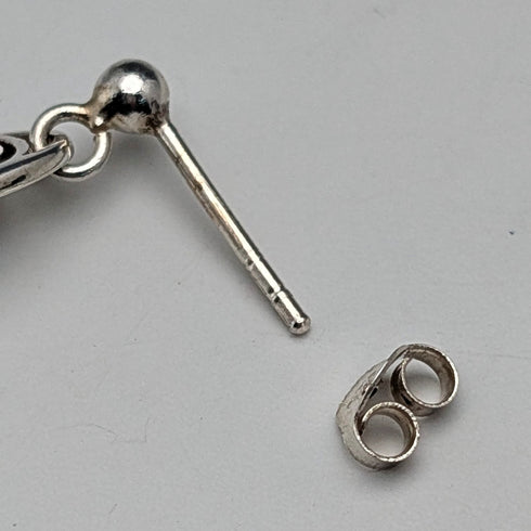 British Vintage Sterling Silver Mackintosh Rose Earrings with Case