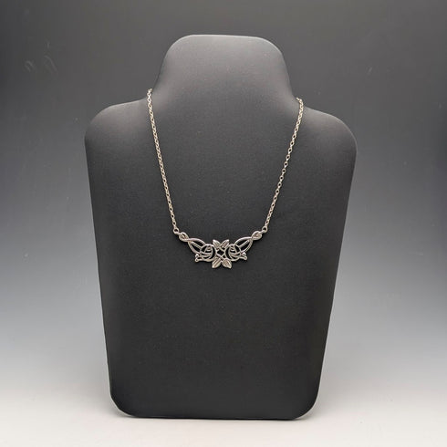 英國古董 純銀製 麥金塔玫瑰 水滴項鍊 附首飾盒