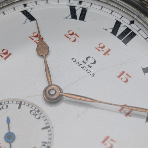 Circa 1920 Antique Omega Pocket Watch, Alloy Case, Open Face, Good Working Condition