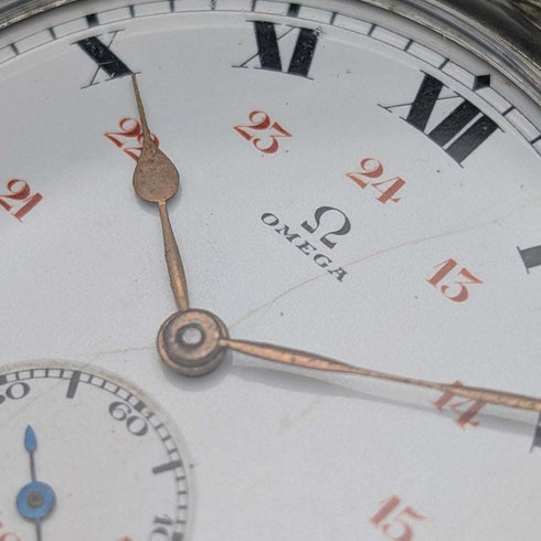 Circa 1920 Antique Omega Pocket Watch, Alloy Case, Open Face, Good Working Condition