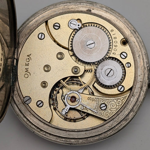 Circa 1920 Antique Omega Pocket Watch, Alloy Case, Open Face, Good Working Condition