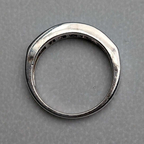 Vintage Purple Stone Half Eternity Sterling Silver Ring (US Size 7)