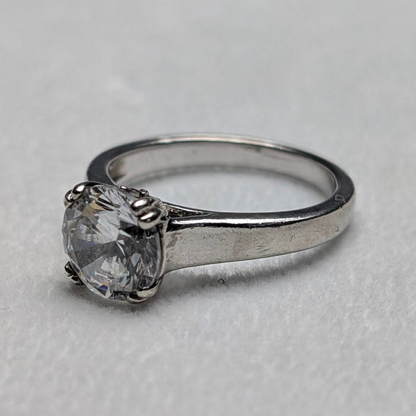 ヴィンテージ キュービックジルコニア ソリティア 純銀リング(11号)指輪