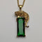 Vintage Sterling Silver Gilt Panther Pedestal Green Stone Pendant